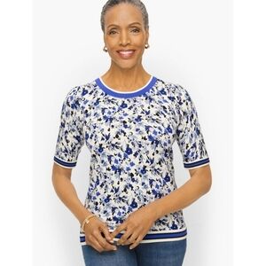 Talbots Floral Elbow Sleeve Sweater
